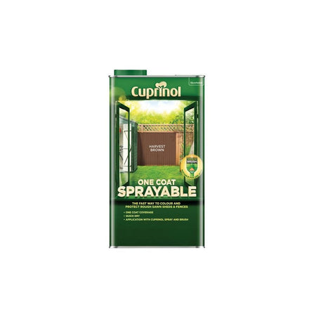 Cuprinol One Coat Sprayable Fence Treatment Harvest Brown 5 litre