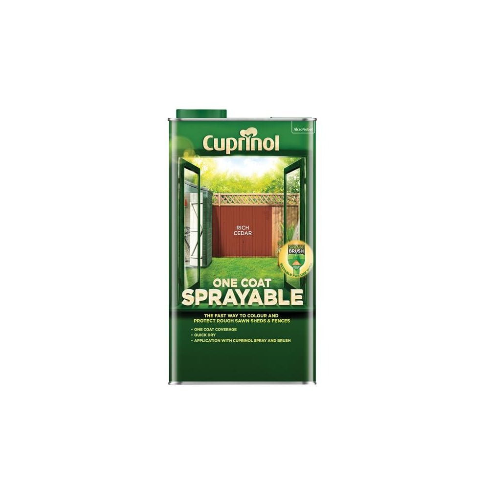Cuprinol One Coat Sprayable Fence Treatment Rich Cedar 5 litre