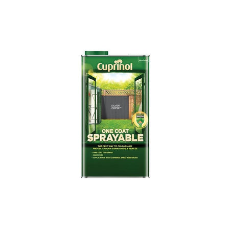Cuprinol One Coat Sprayable Fence Treatment Silver Copse 5 litre