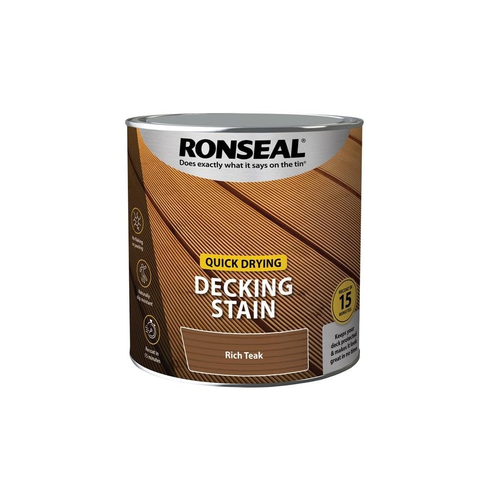 Ronseal Quick Drying Decking Stain Rich Teak 2.5 litre