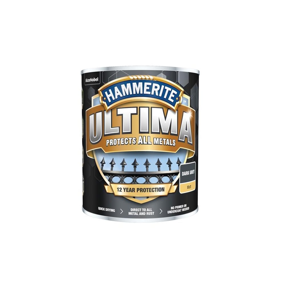 Hammerite Ultima Metal Paint Matt Dark Grey 750ml