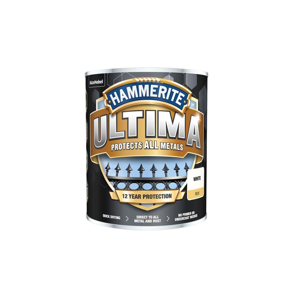 Hammerite Ultima Metal Paint Matt White 750ml