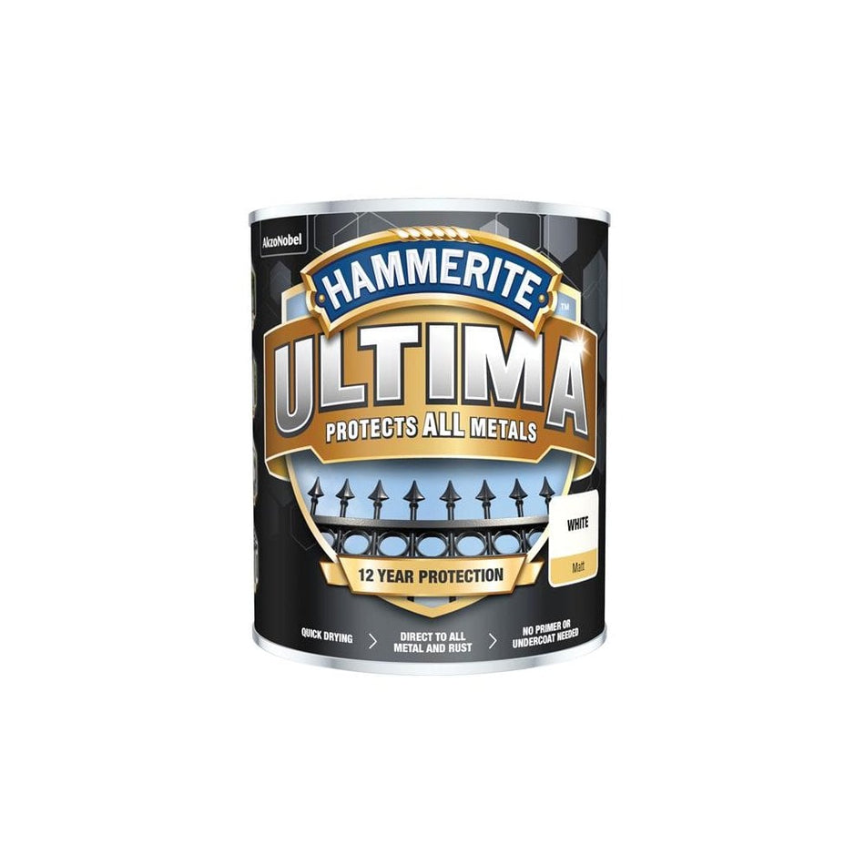 Hammerite Ultima Metal Paint Matt White 750ml