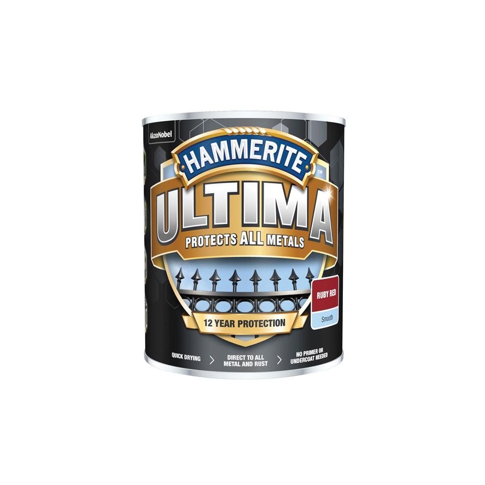 Hammerite Ultima Metal Paint Smooth Ruby Red 750ml
