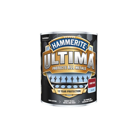 Hammerite Ultima Metal Paint Smooth Ruby Red 750ml