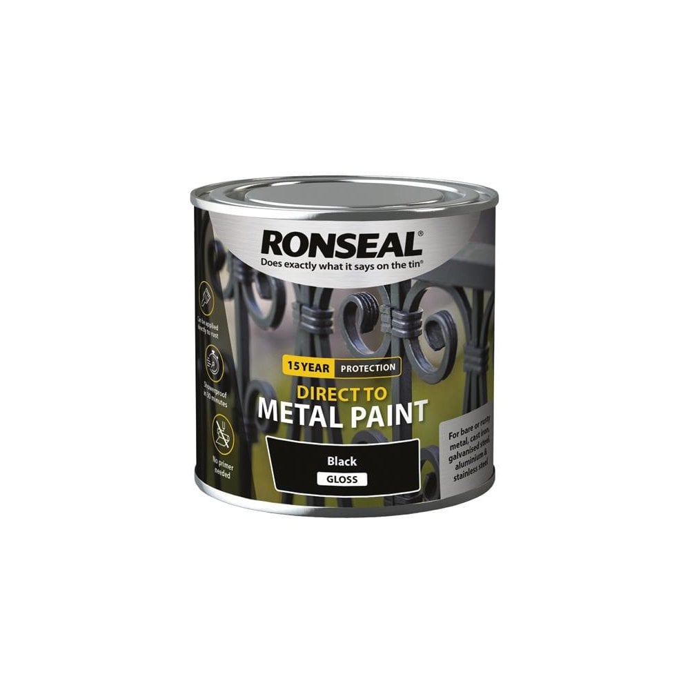 Ronseal Direct to Metal Paint Black Gloss 250ml