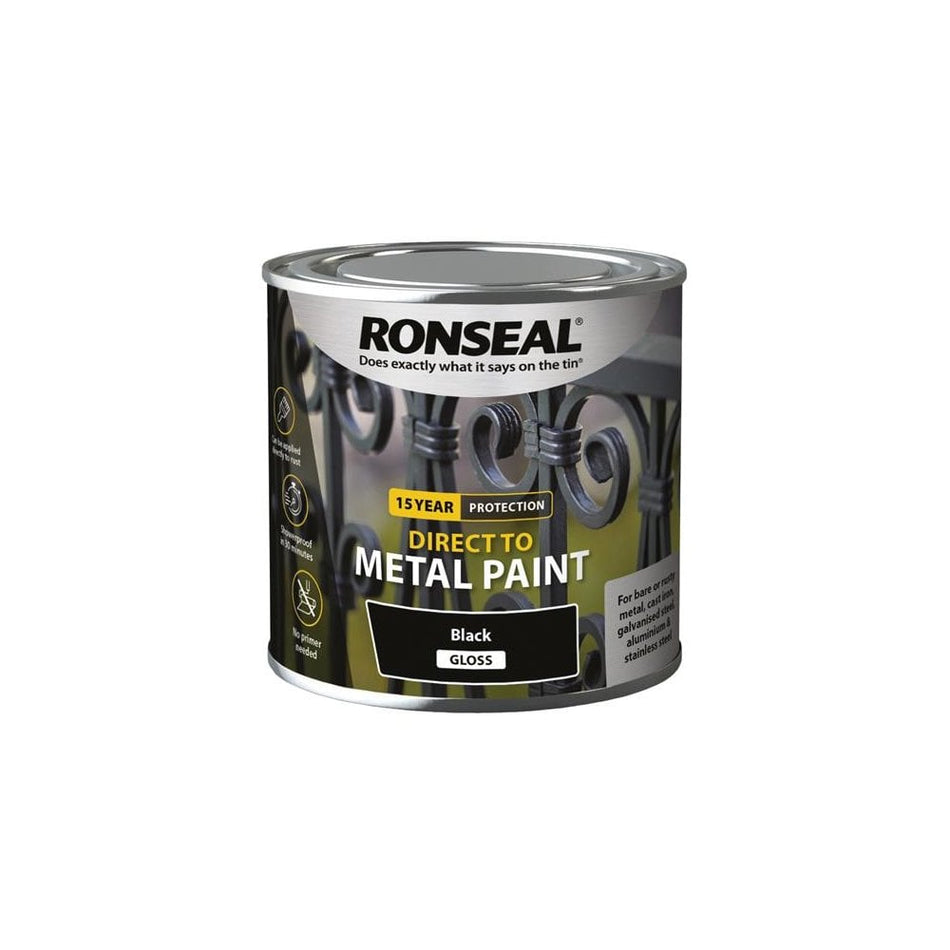Ronseal Direct to Metal Paint Black Gloss 250ml