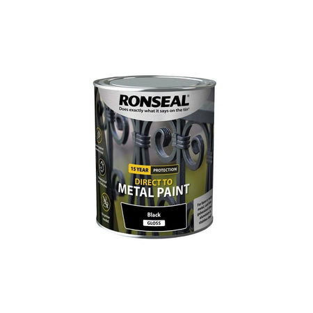Ronseal Direct to Metal Paint Black Gloss 750ml