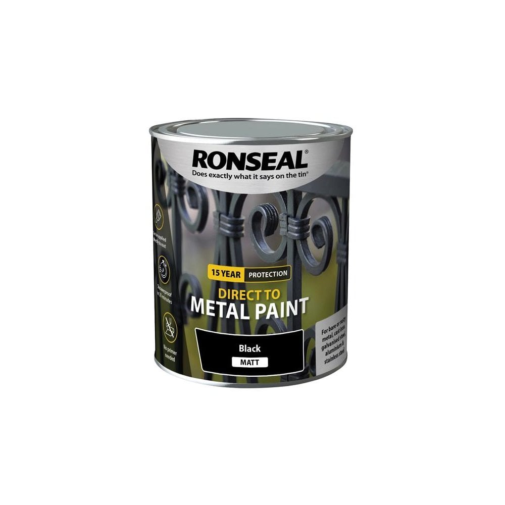 Ronseal Direct to Metal Paint Black Matt 750ml