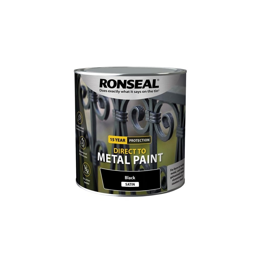 Ronseal Direct to Metal Paint Black Satin 2.5 litre