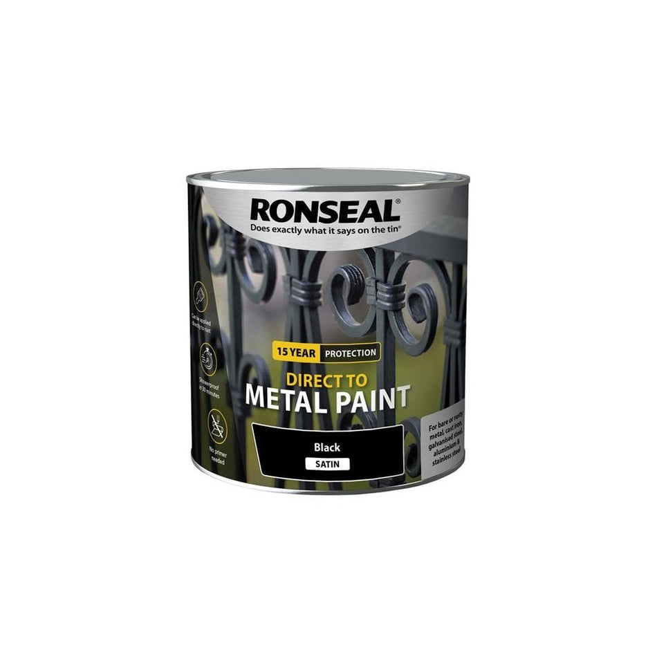 Ronseal Direct to Metal Paint Black Satin 2.5 litre