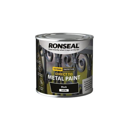 Ronseal Direct to Metal Paint Black Satin 250ml