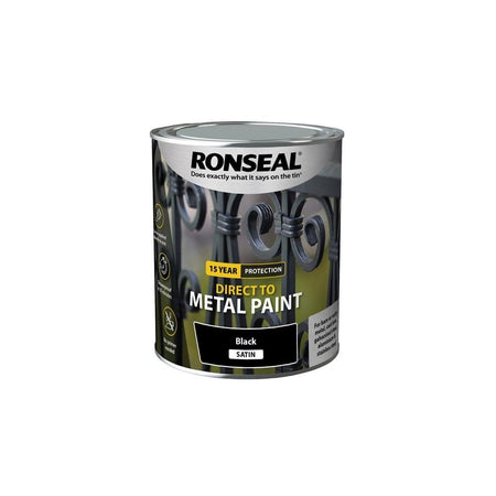 Ronseal Direct to Metal Paint Black Satin 750ml