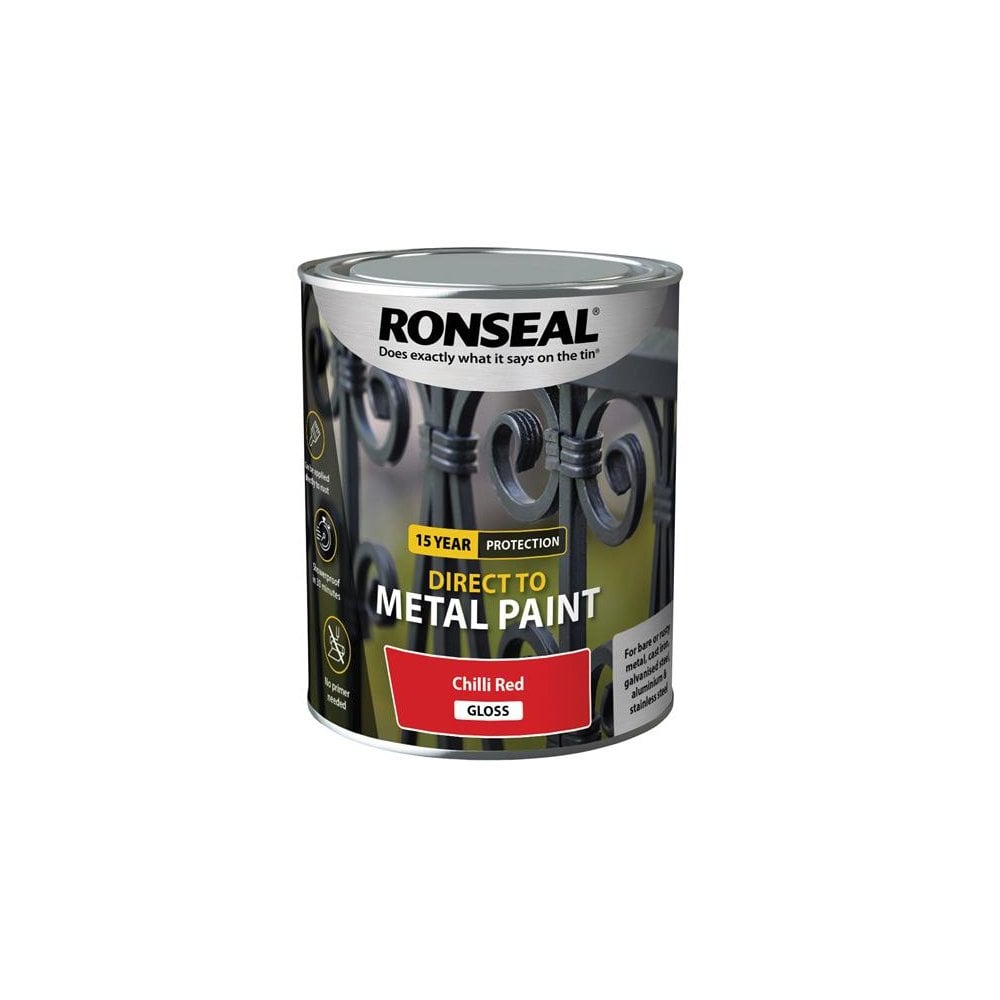 Ronseal Direct to Metal Paint Chilli Red Gloss 750ml