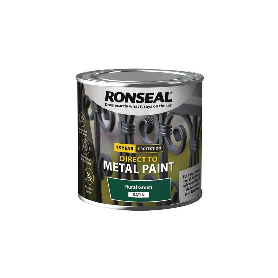 Ronseal Direct to Metal Paint Rural Green Satin 250ml