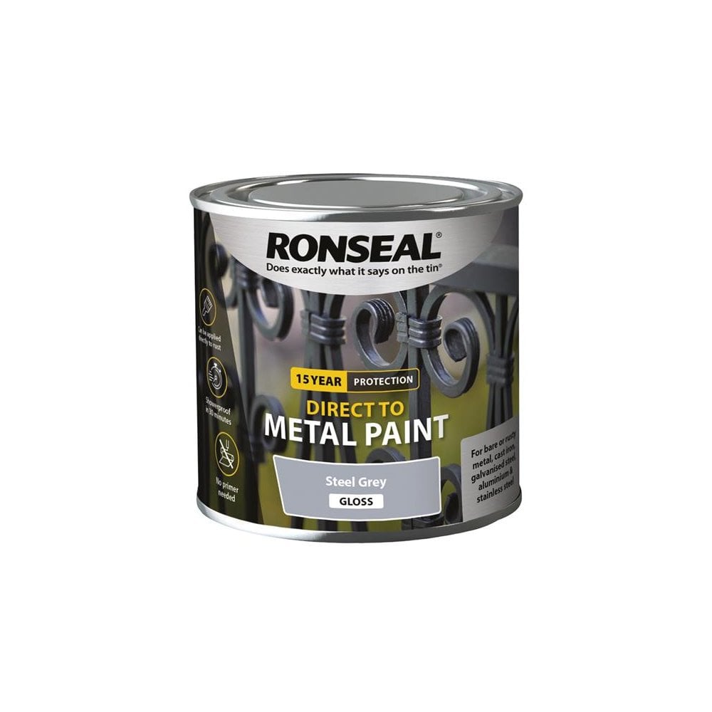 Ronseal Direct to Metal Paint Steel Grey Gloss 250ml