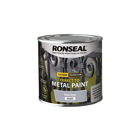 Ronseal Direct to Metal Paint Steel Grey Gloss 250ml