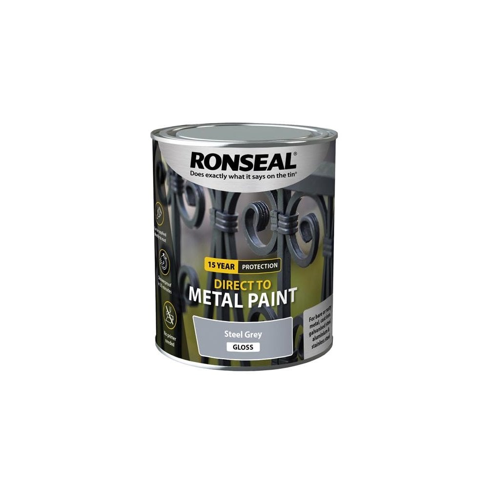 Ronseal Direct to Metal Paint Steel Grey Gloss 750ml