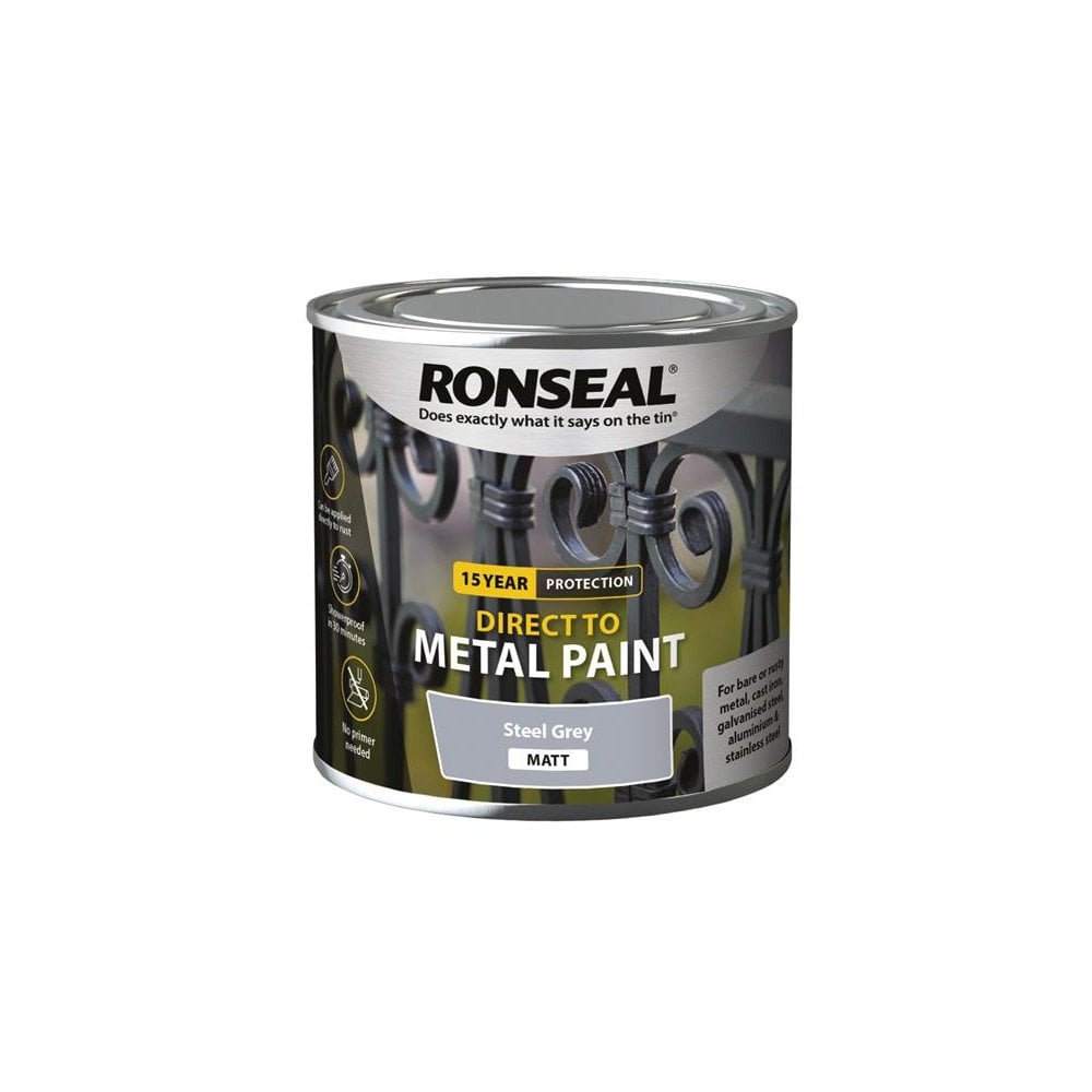 Ronseal Direct to Metal Paint Steel Grey Matt 250ml