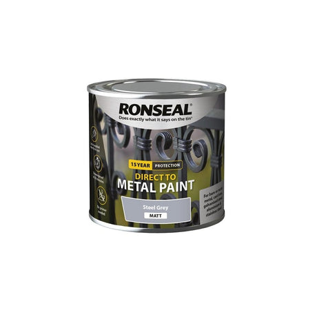 Ronseal Direct to Metal Paint Steel Grey Matt 250ml