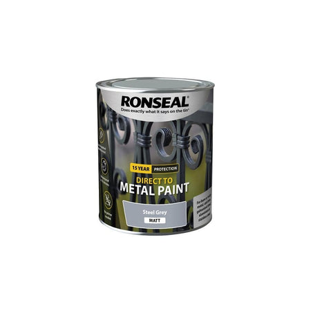 Ronseal Direct to Metal Paint Steel Grey Matt 750ml
