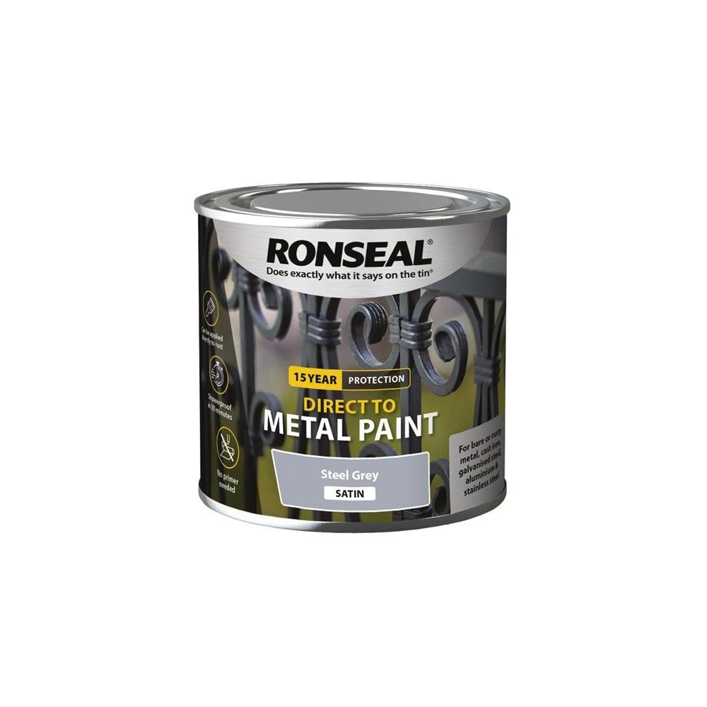 Ronseal Direct to Metal Paint Steel Grey Satin 250ml