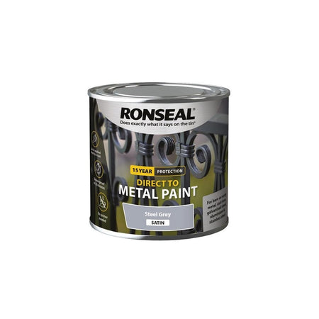 Ronseal Direct to Metal Paint Steel Grey Satin 250ml