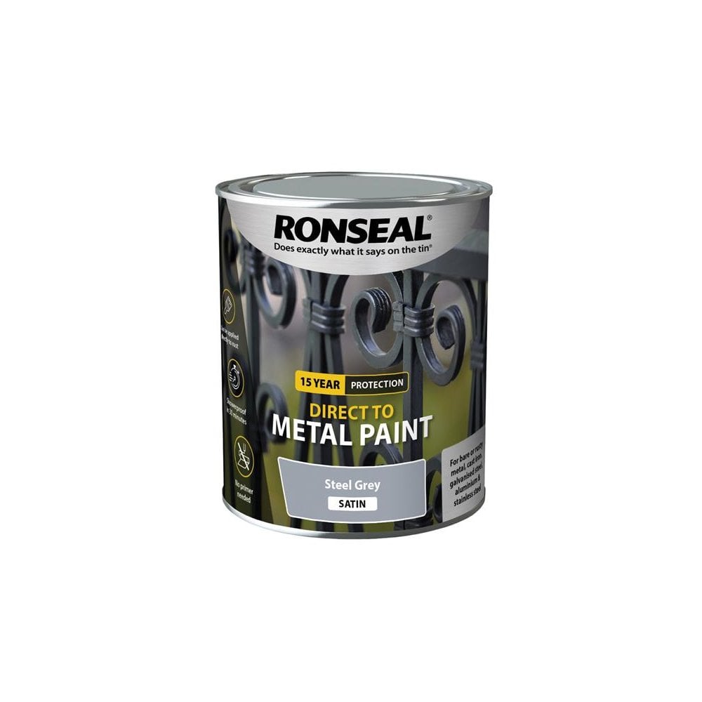 Ronseal Direct to Metal Paint Steel Grey Satin 750ml
