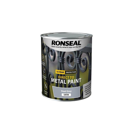 Ronseal Direct to Metal Paint Steel Grey Satin 750ml