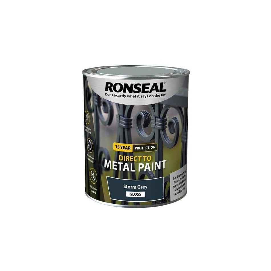Ronseal Direct to Metal Paint Storm Grey Gloss 750ml