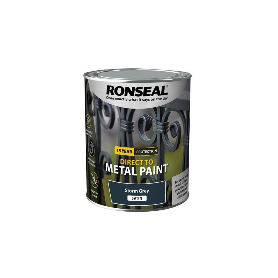 Ronseal Direct to Metal Paint Storm Grey Satin 750ml