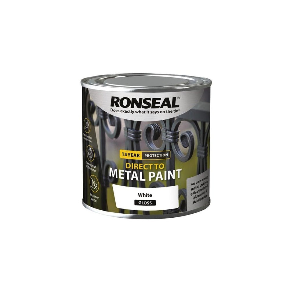 Ronseal Direct to Metal Paint White Gloss 250ml