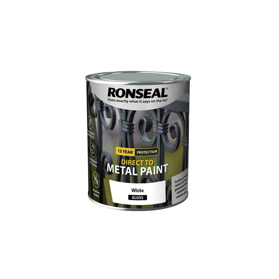 Ronseal Direct to Metal Paint White Gloss 750ml