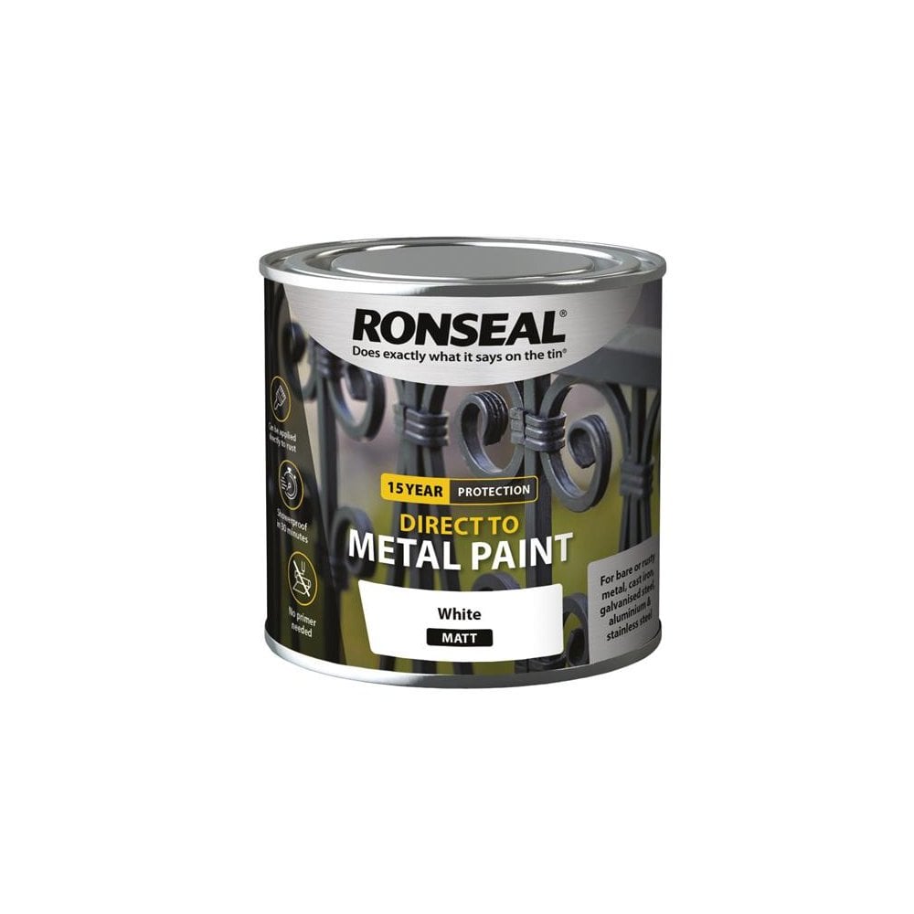 Ronseal Direct to Metal Paint White Matt 250ml