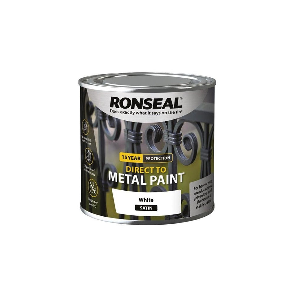 Ronseal Direct to Metal Paint White Satin 250ml