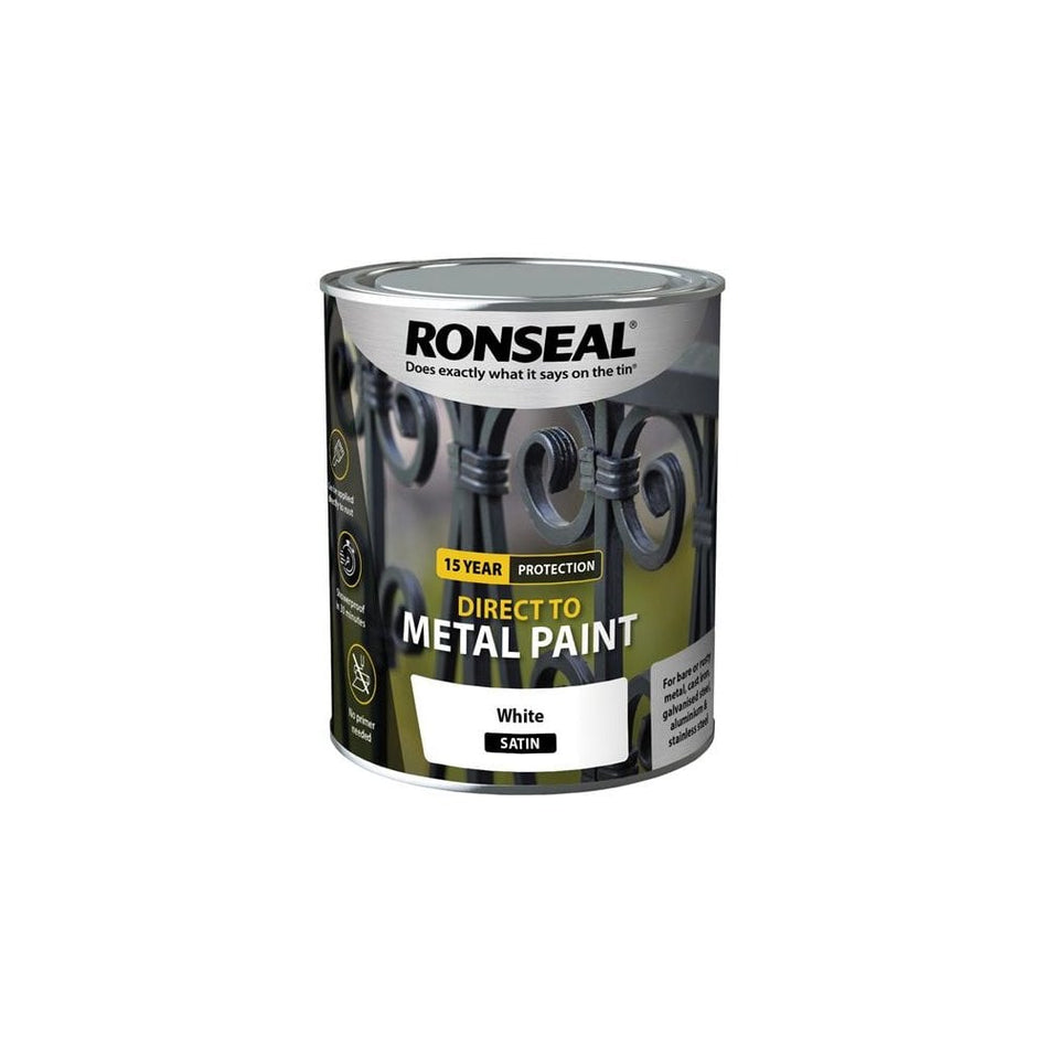 Ronseal Direct to Metal Paint White Satin 750ml