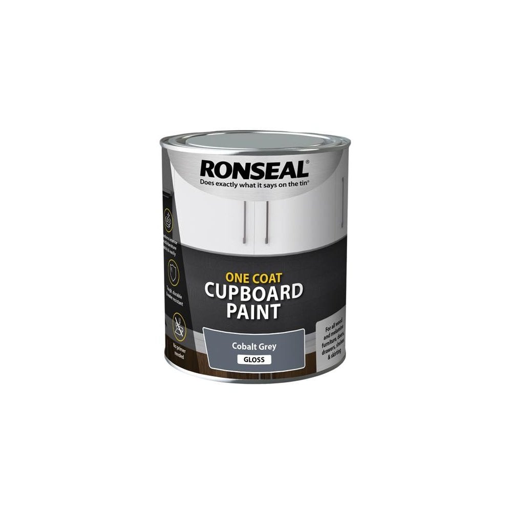 Ronseal One Coat Cupboard Paint Cobalt Grey Gloss 750ml