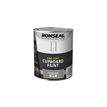 Ronseal One Coat Cupboard Paint Granite Grey Satin 750ml