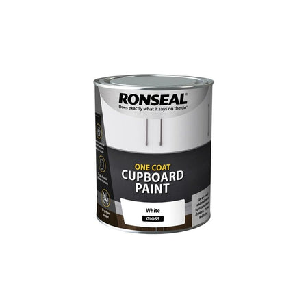 Ronseal One Coat Cupboard Paint White Gloss 750ml