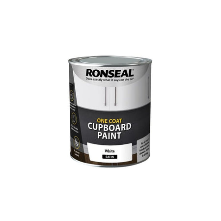Ronseal One Coat Cupboard Paint White Satin 750ml
