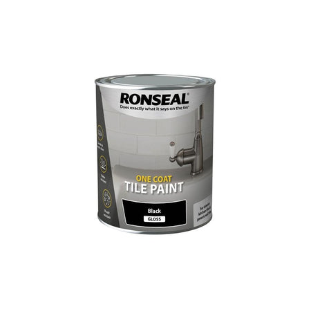 Ronseal One Coat Tile Paint Black Gloss 750ml