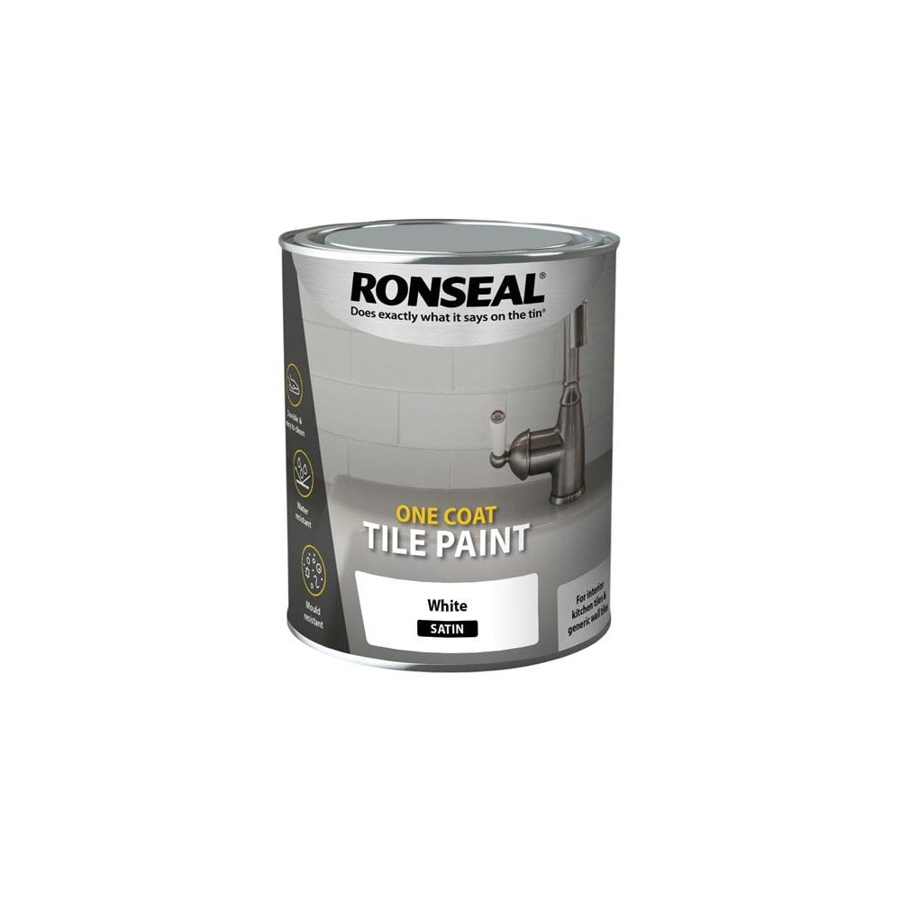 Ronseal One Coat Tile Paint White Satin 750ml
