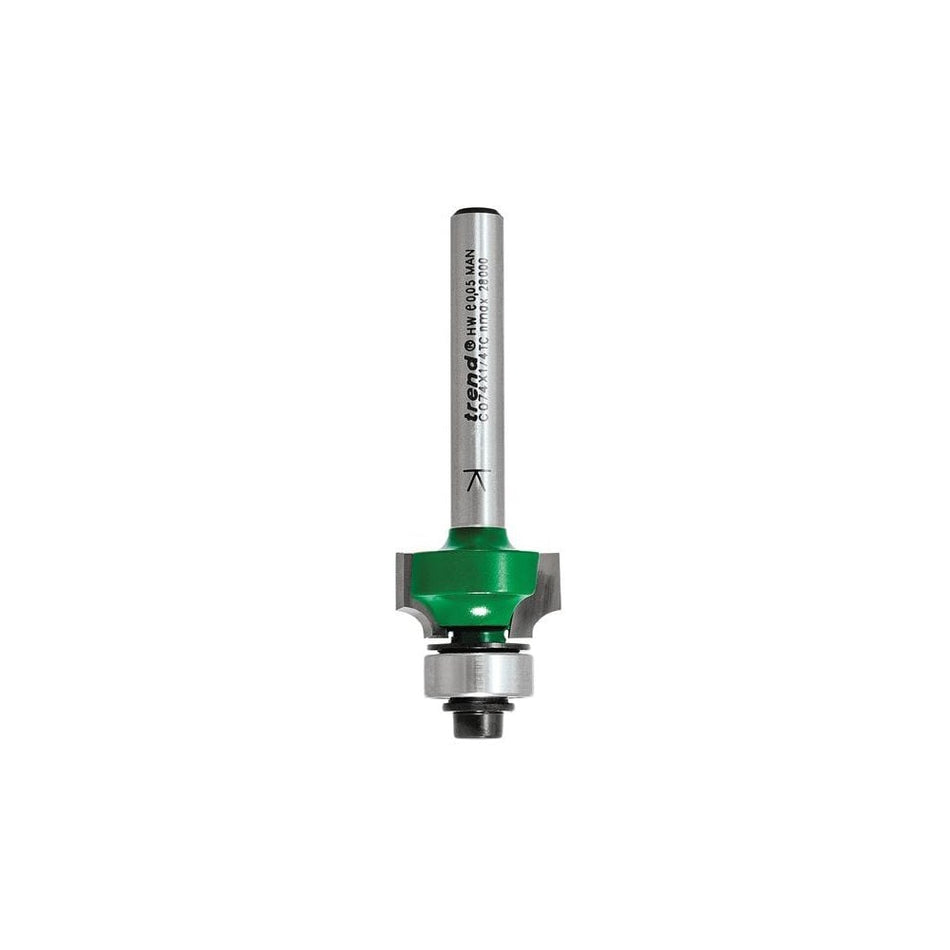 Trend C074 x 1/4 TC Round Over Two Flute Cutter 3.2 x 9.5mm