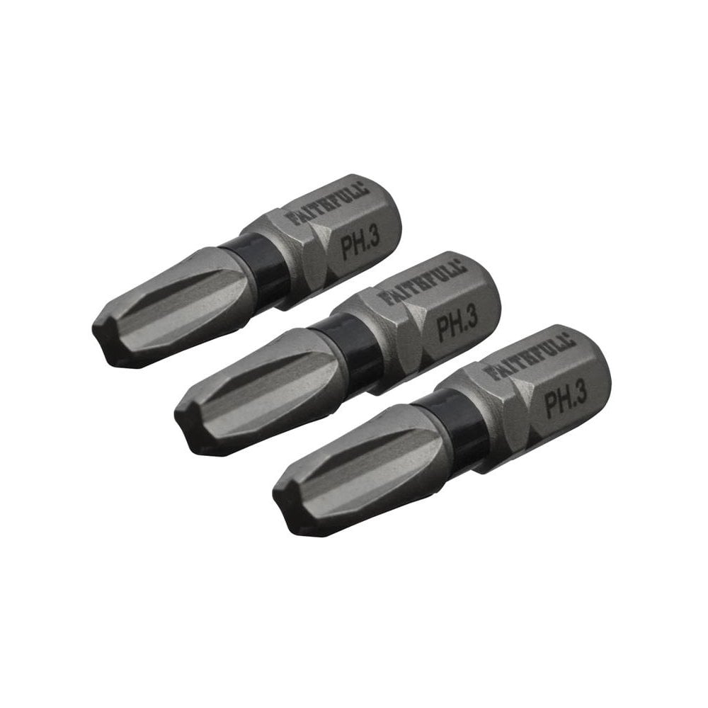Faithfull Philips Impact Screwdriver Bits PH3 x 25mm (Pack 3)