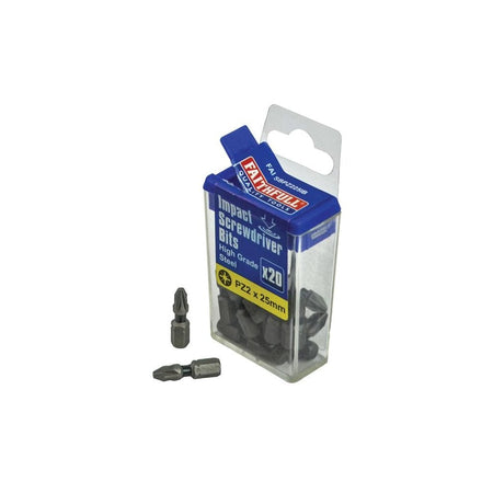 Faithfull Pozi Impact Screwdriver Bits PZ2 x 25mm (Pack 20)