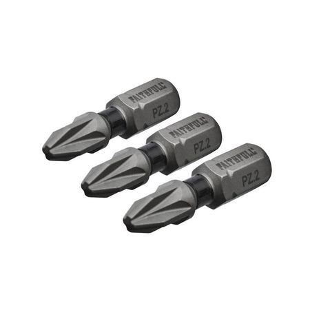 Faithfull Pozi Impact Screwdriver Bits PZ2 x 25mm (Pack 3)