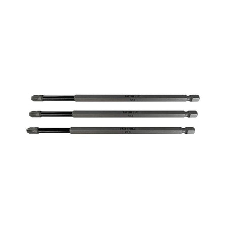 Faithfull Pozidriv Impact Screwdriver Bits PZ3 x 150mm (Pack 3)