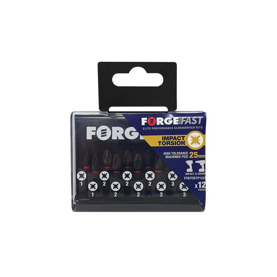 ForgeFix ForgeFast Pozidriv Compatible Impact Bit Set, 12 Piece