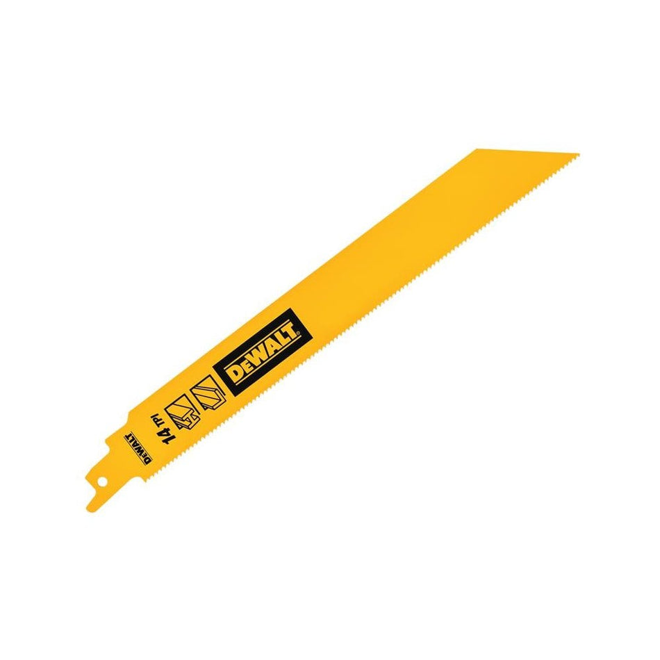 DEWALT Bi-Metal 1in High Metal Reciprocating Blade 228mm x 14 TPI (Pack 5)