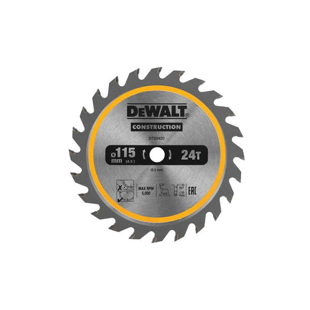DEWALT DT20420 TCT Construction Circular Saw Blade 115 x 9.5mm x 24T